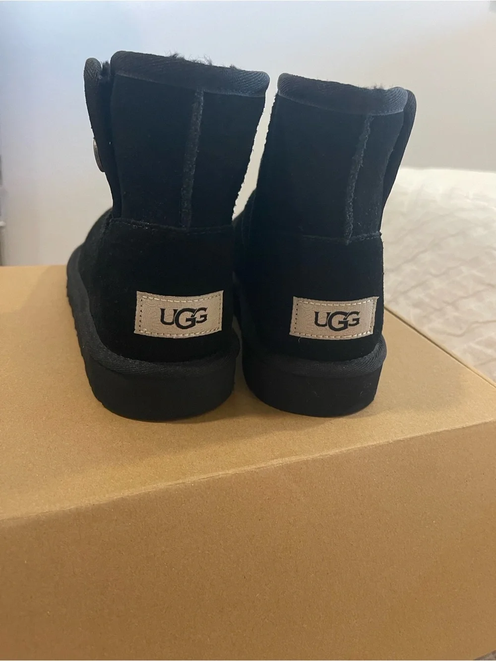 UGG Kids Black Mini Suede Boots